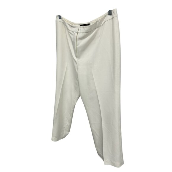 Kasper Cream Dress Pants Size 14P Pleated Front Cropped Length Polyester Blend - Picture 3 of 9